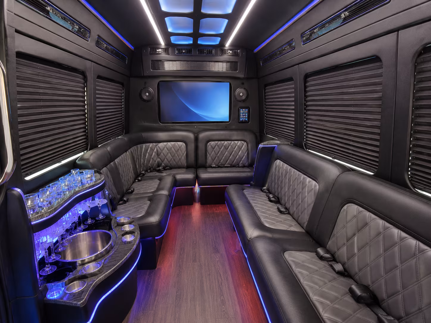 cranston 40 passenger party bus inside
